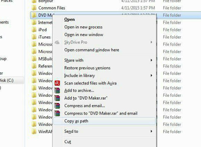 کپی سریع مسیر یک فایل یا پوشه در ویندوز